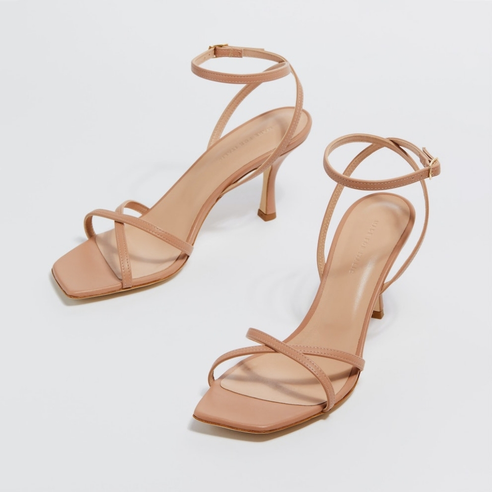 Made for Italic Lea Leather Low Heel Sandal Nappa Tan NIB